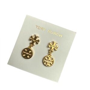 Tory Burch Gold W TB Logo Emblem Earrings